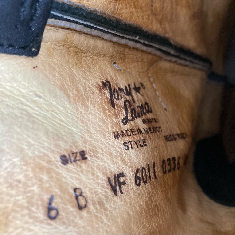 Tony Lama Black and White Leather Western Boots - Picture 2 of 7
